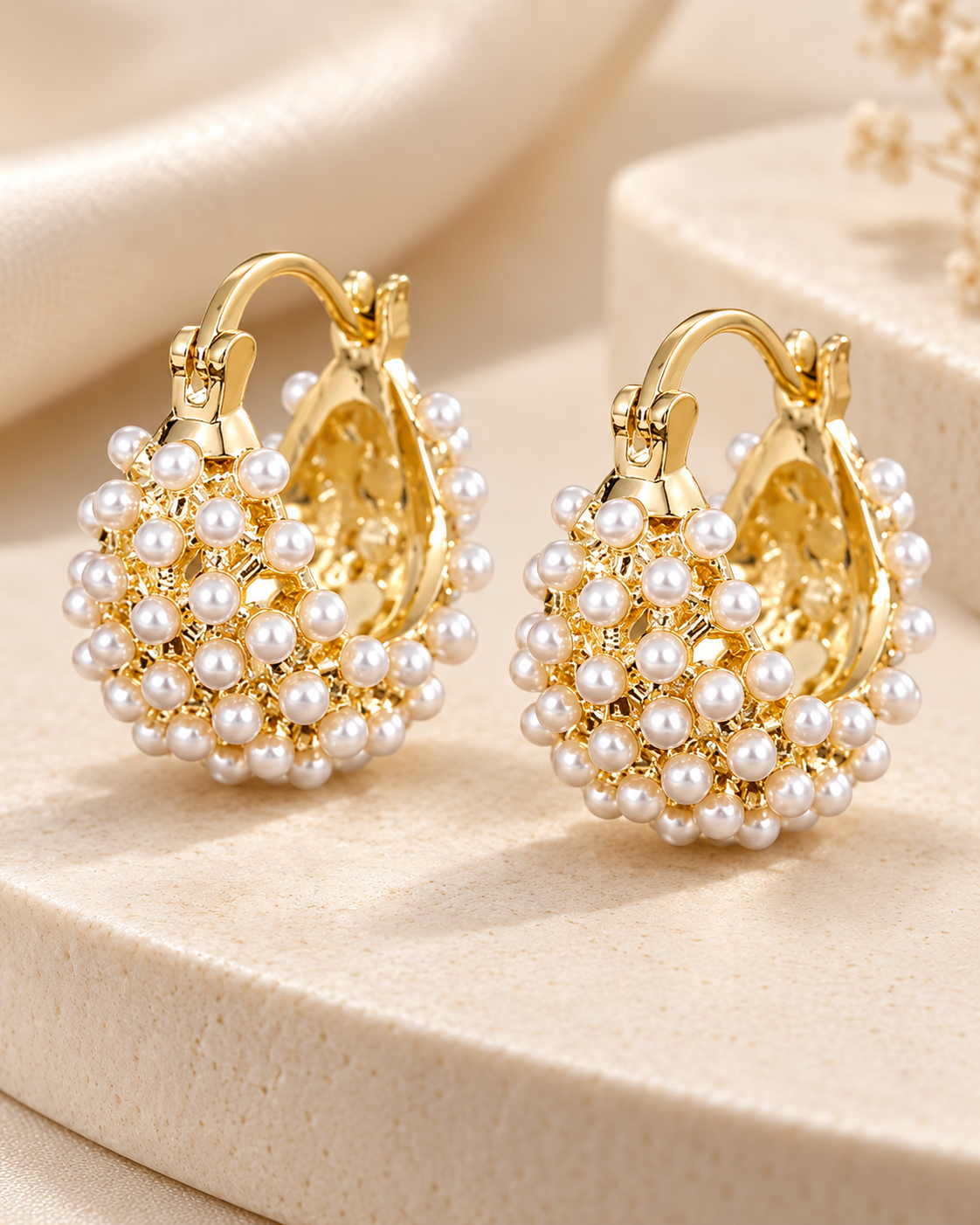 Pearl Accent Statement Earrings – Gold-Tone – alternate view 3