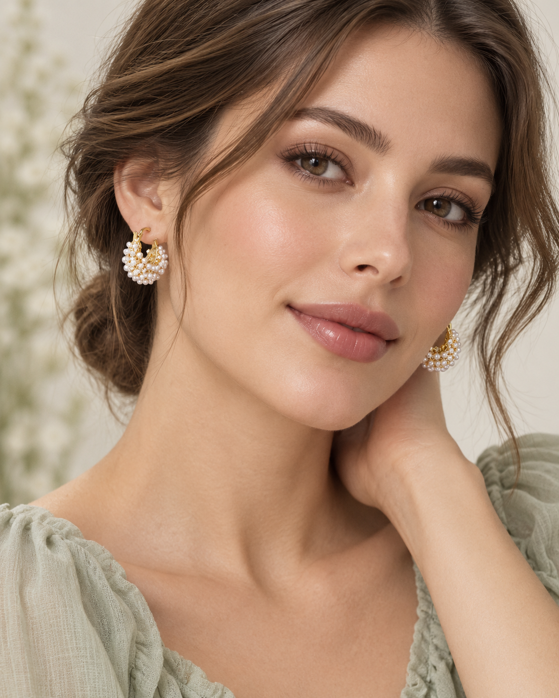 Pearl Accent Statement Earrings – Gold-Tone – alternate view 4