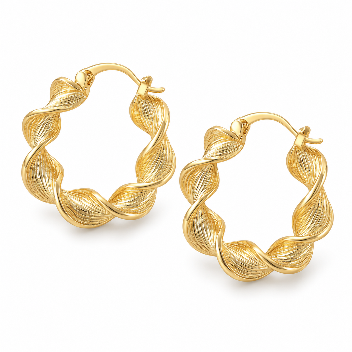 Twisted Hoop Earrings – Gold-Tone