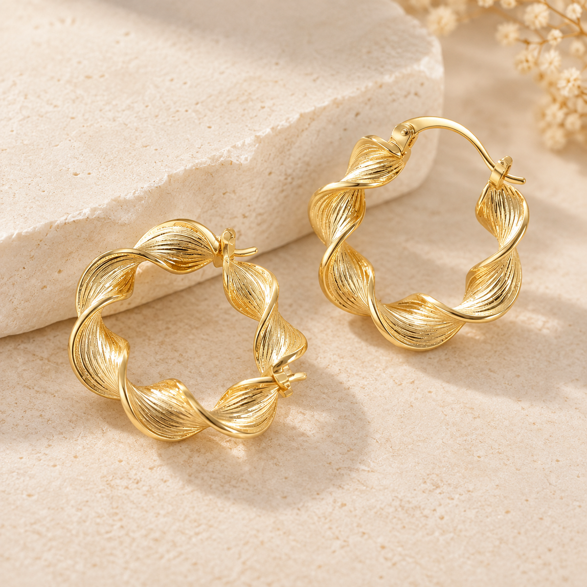 Twisted Hoop Earrings – Gold-Tone – alternate view 1