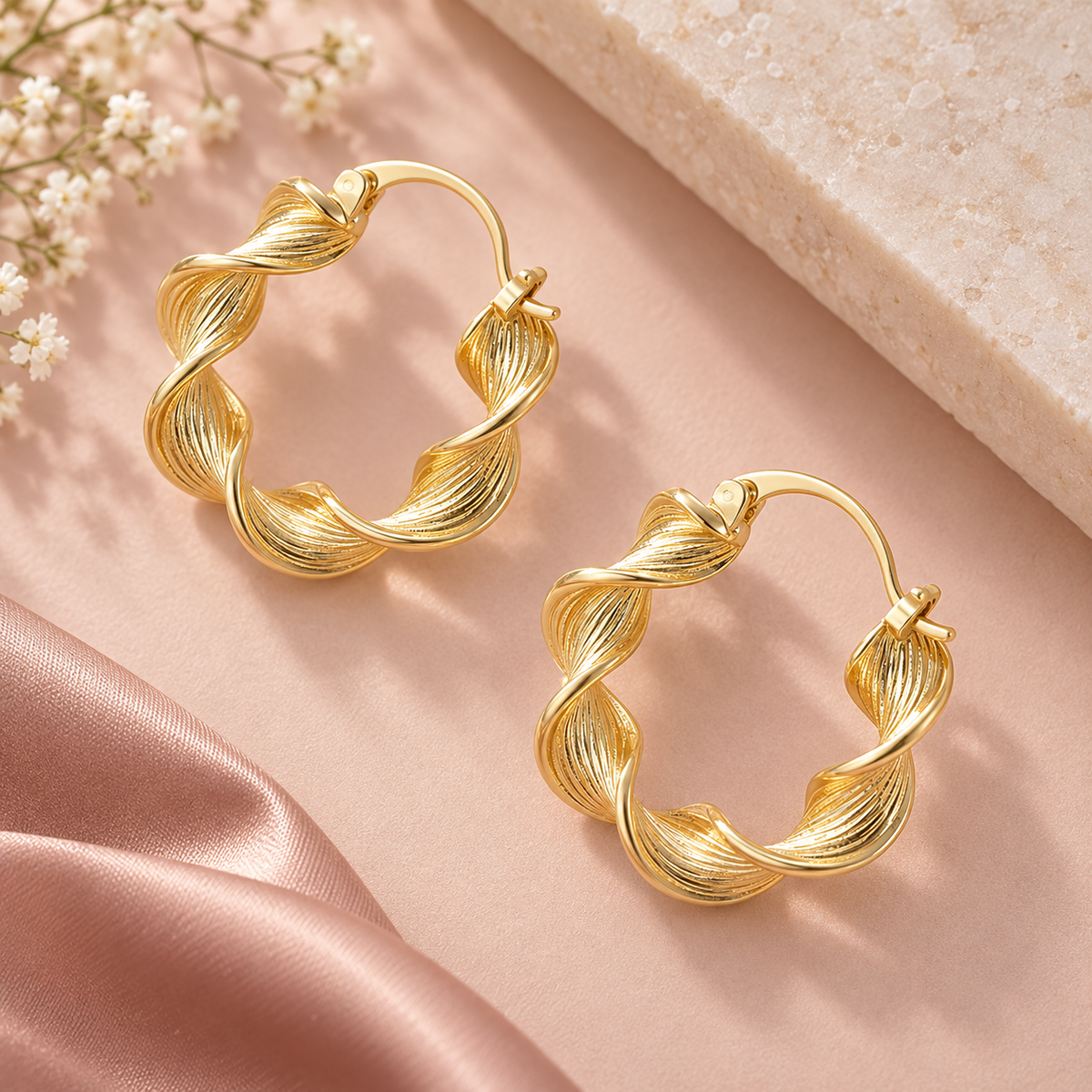 Twisted Hoop Earrings – Gold-Tone – alternate view 2