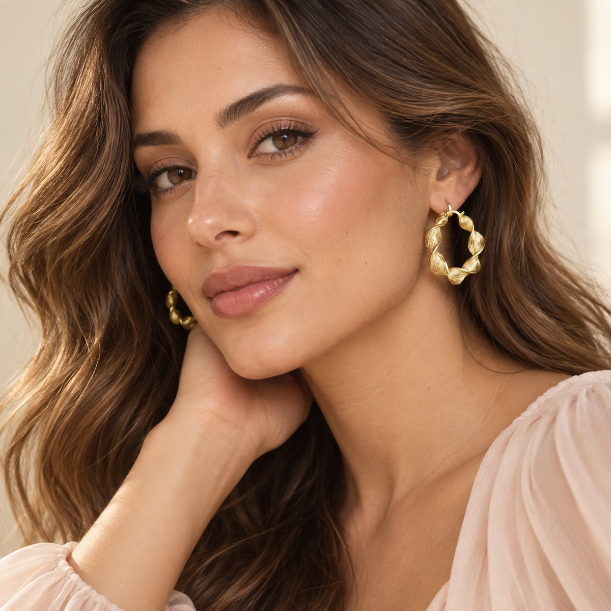Twisted Hoop Earrings – Gold-Tone – alternate view 3