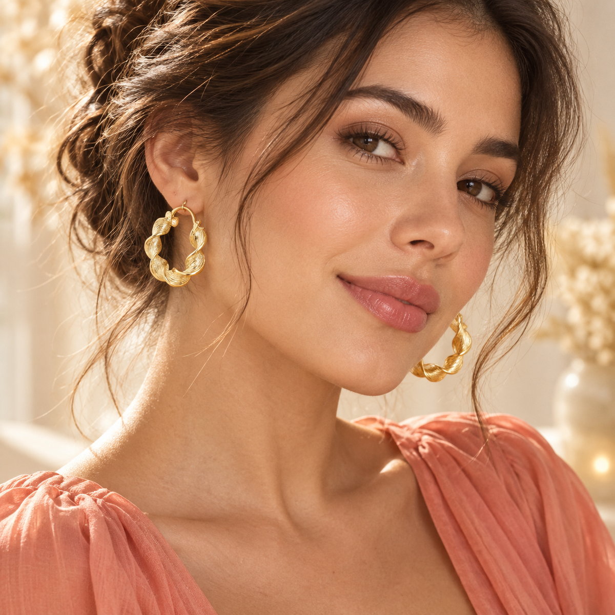 Twisted Hoop Earrings – Gold-Tone – alternate view 4