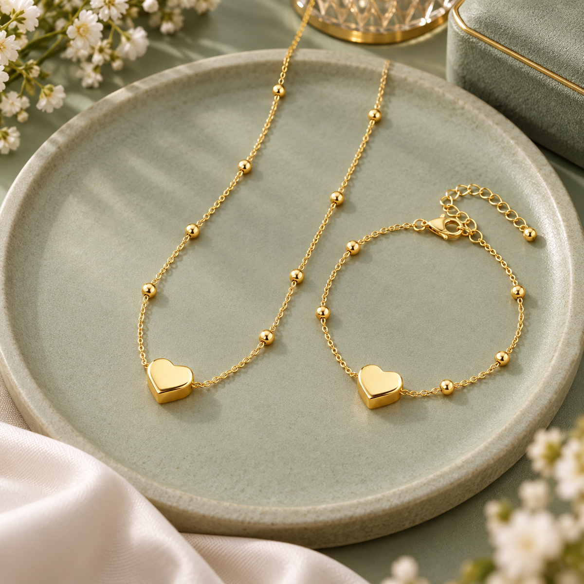 Heart Jewelry Set – Gold-Tone Stainless Steel – alternate view 2