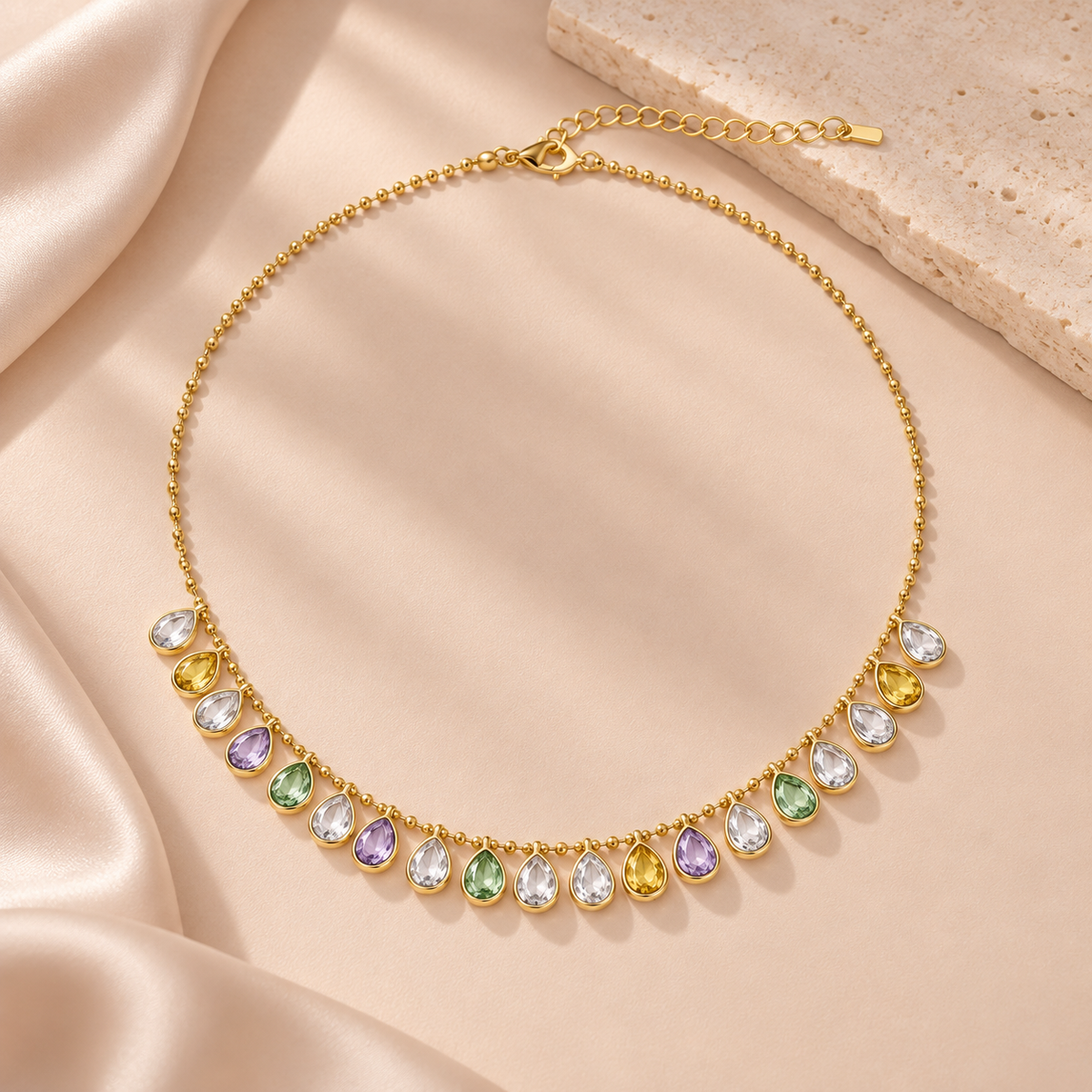 Prism Teardrop Crystal Pendant Necklace – alternate view 1