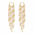 Cascade luminous tassel earrings in gold-tone finish