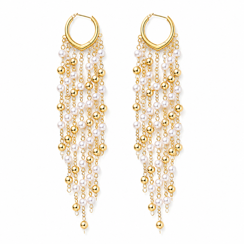 Cascade luminous tassel earrings in gold-tone finish