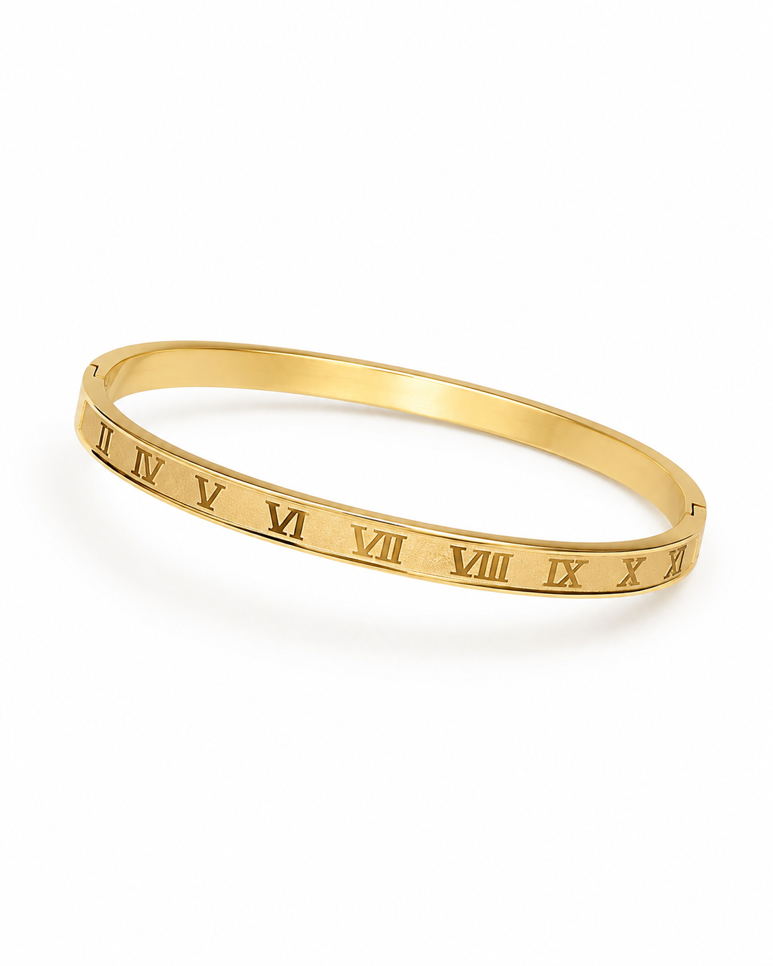 Gold-tone bangle set with polished and textured finishes