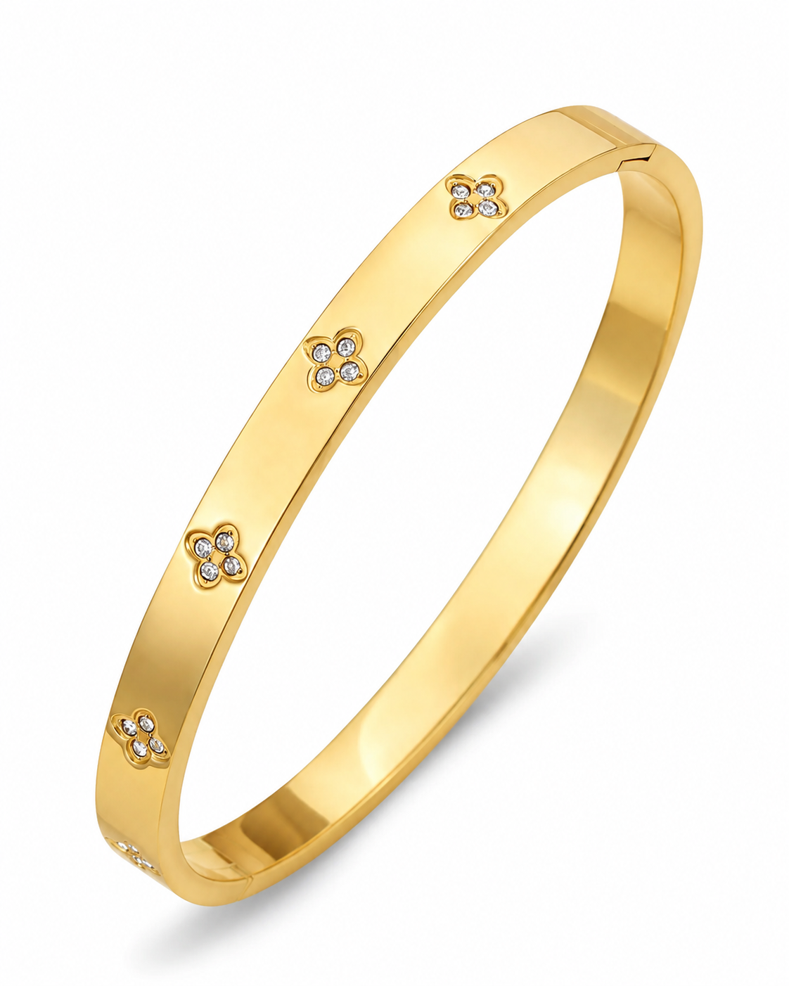 Five slim stackable bangles styled together
