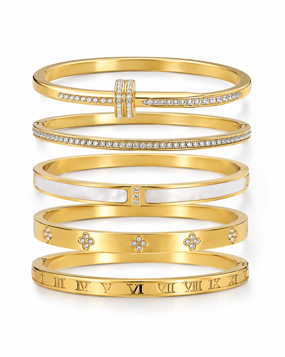 Gold-tone stacking bangles for everyday styling