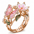 Papillon butterfly open ring in rose-gold tone