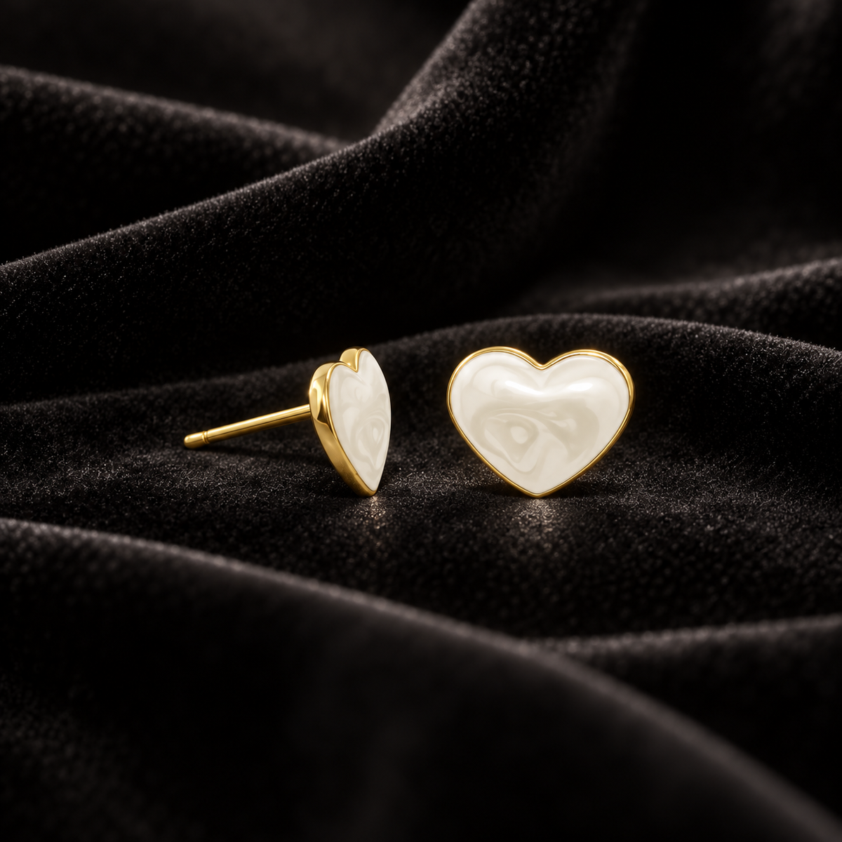 Enamel Heart Stud Earrings – 18K Gold-Plated – alternate view 3