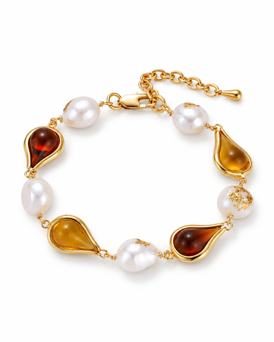Teardrop Pearl Chain Bracelet – 18K Gold-Plated – alternate view 4