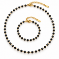 Black Glass Jewelry Set – 316L Stainless Steel