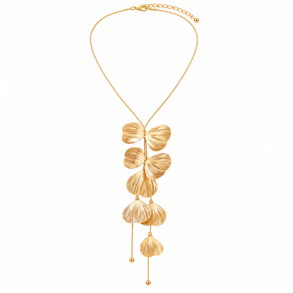 Petal Tassel Pendant Necklace – Gold-Tone