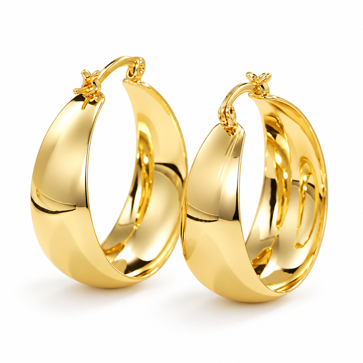 Round Statement Earrings – Gold-Tone Brass