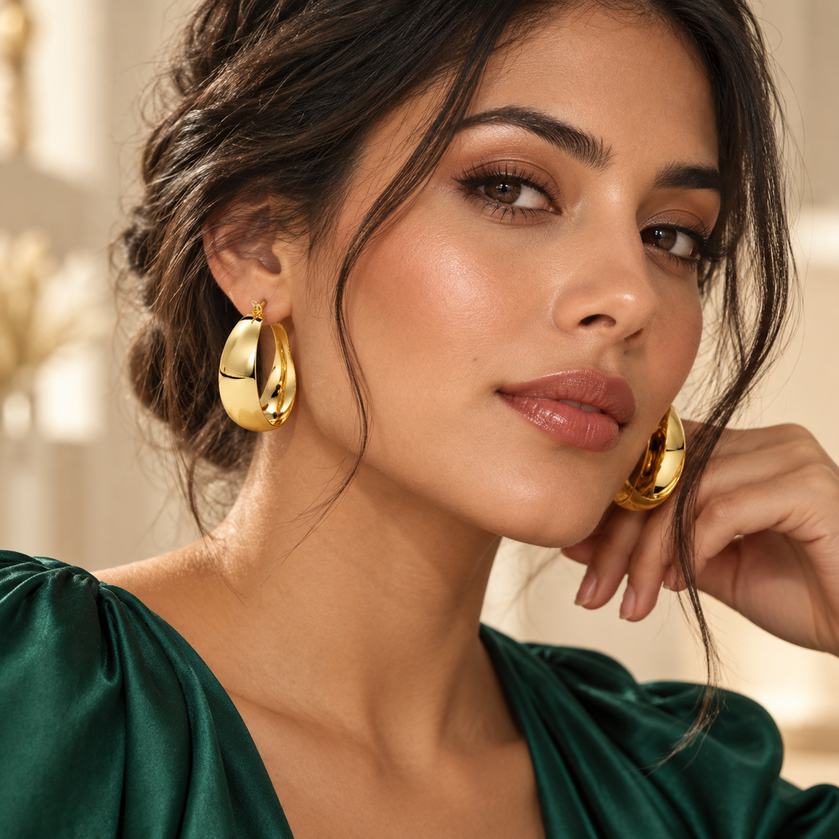 Round Statement Earrings – Gold-Tone Brass – alternate view 4