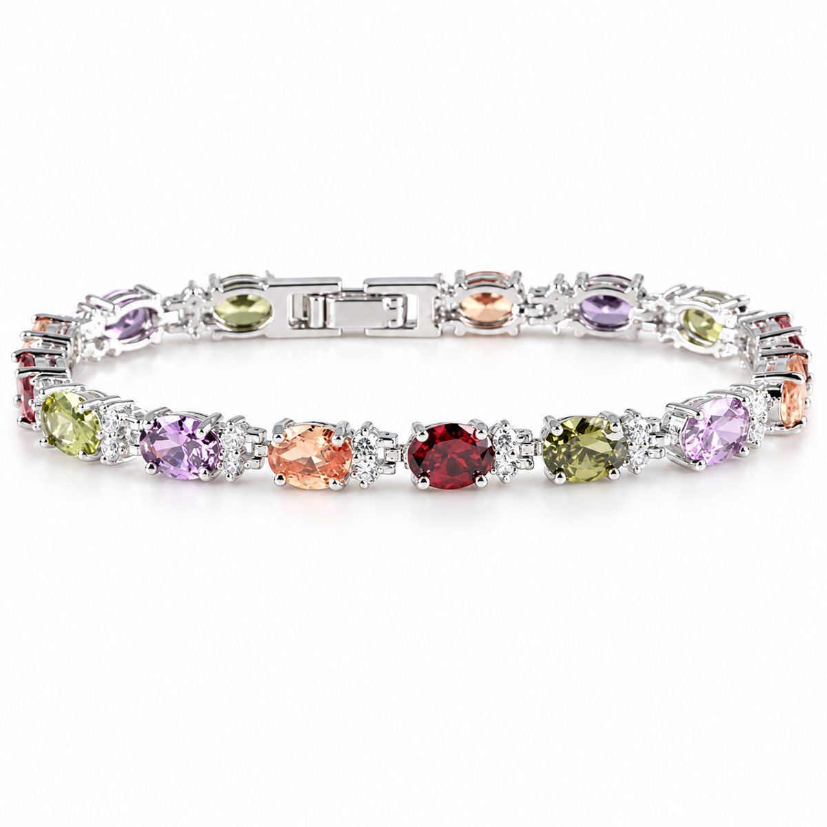 Oval & Round CZ Tennis Bracelet – Sterling Silver