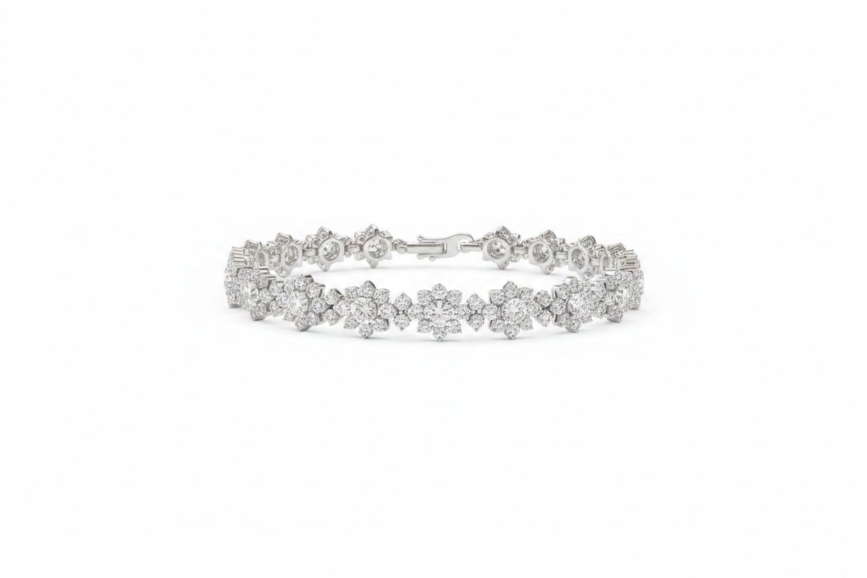 Detailed view of Floralia bracelet links and clasp