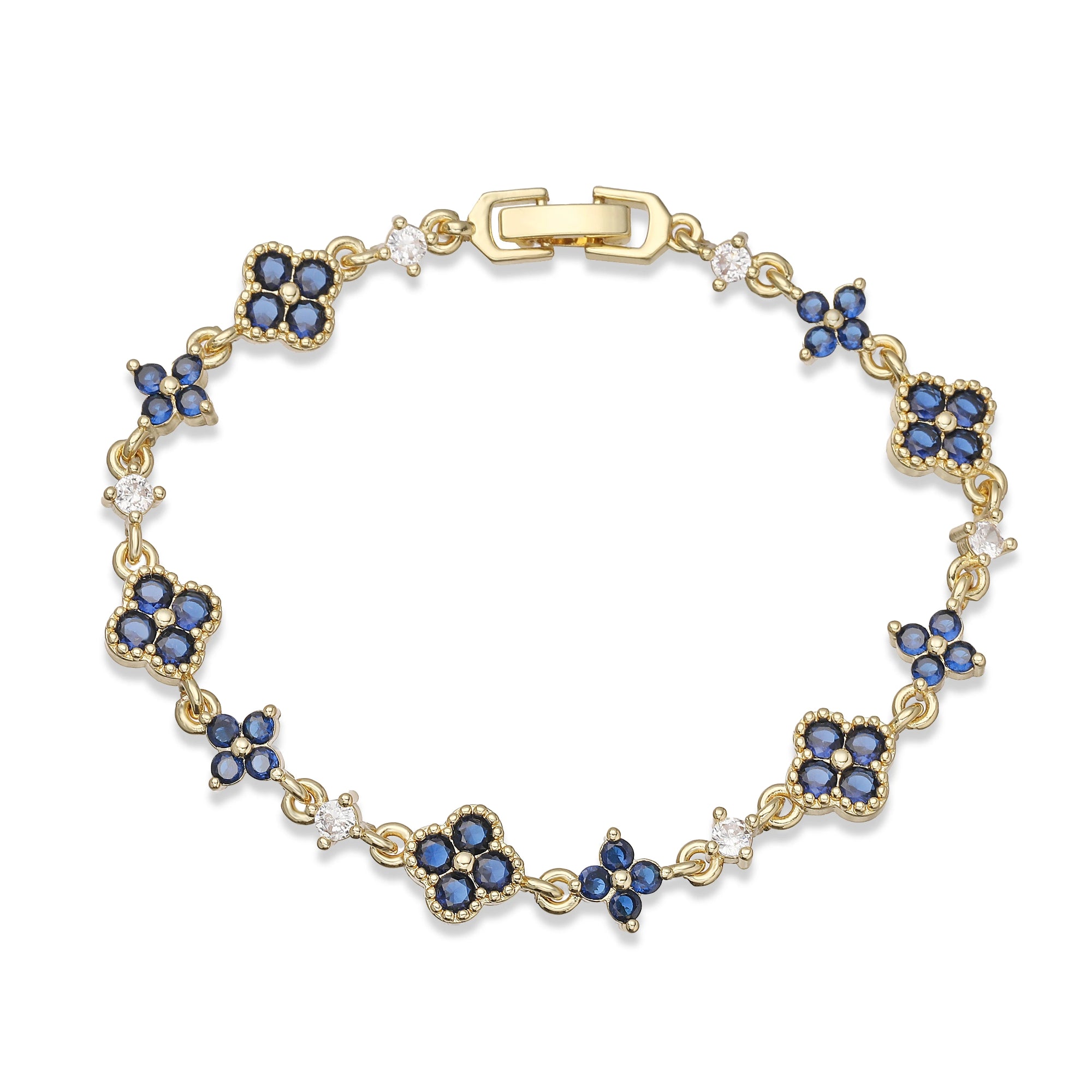 ,Four-Leaf Clover Multi-Color CZ Stone Pendant Chain Bracelet with Hook Clasp Design Women'S Exquisite Minimalist Jewelry