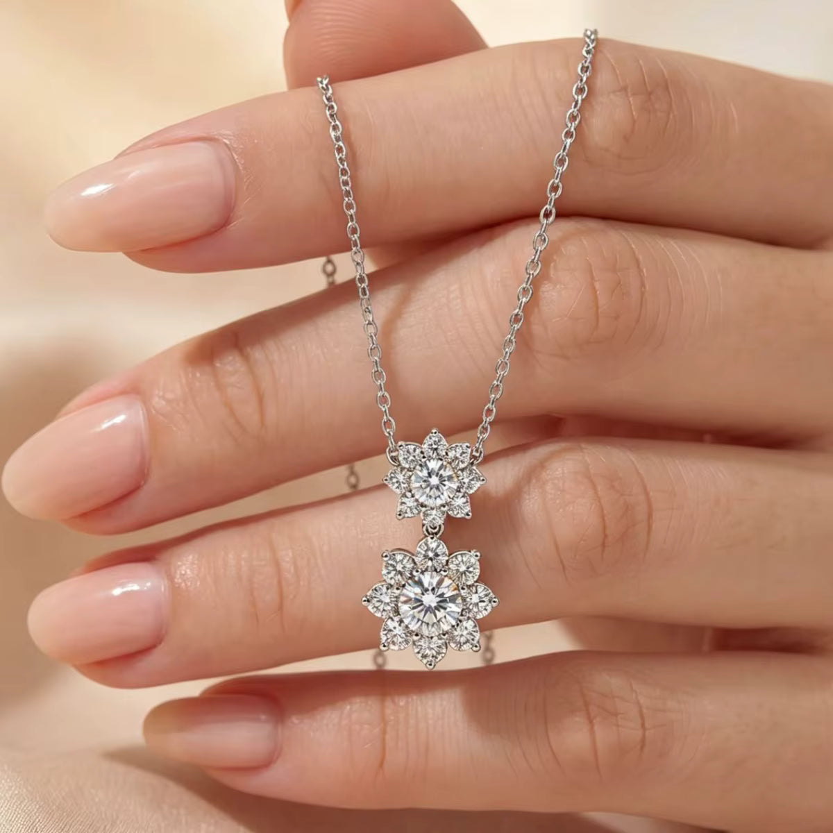 Sunflower Moissanite Pendant Necklace – Sterling Silver – alternate view 3