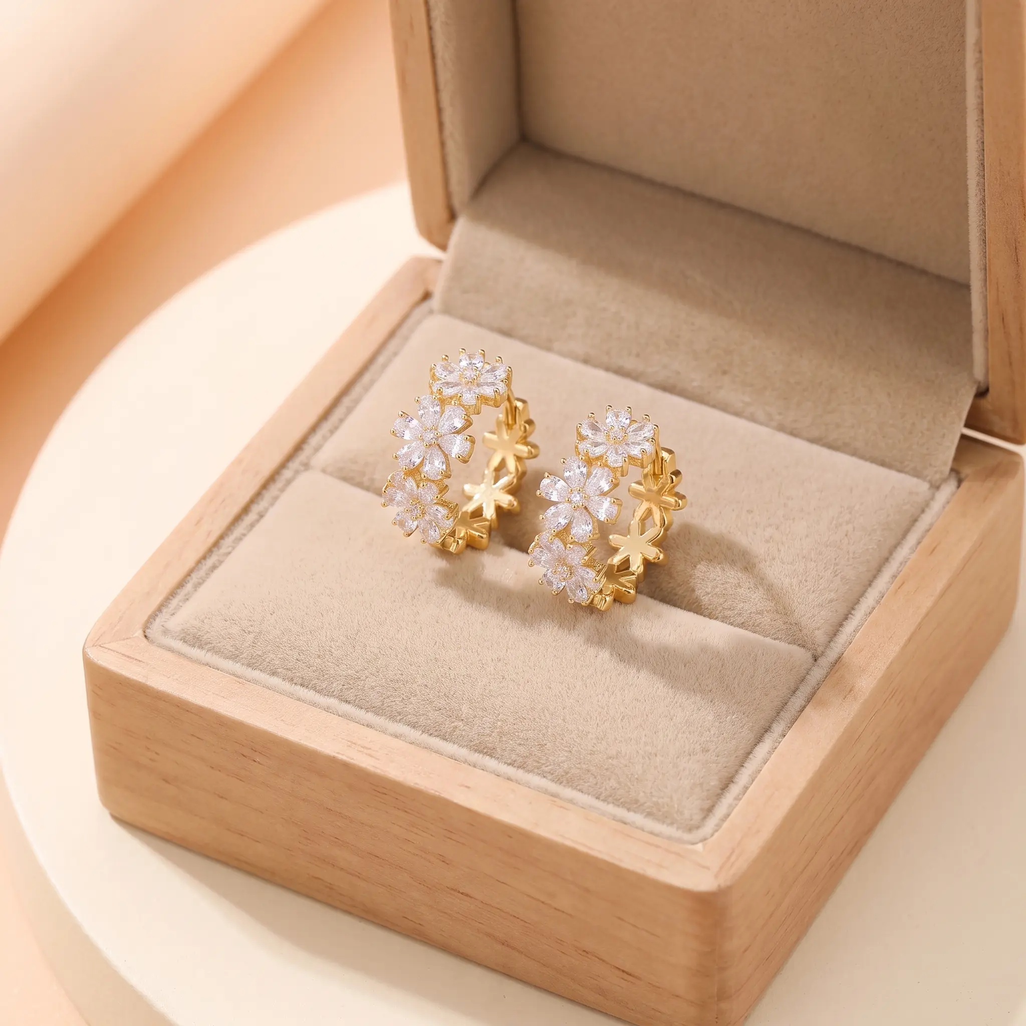 Zircon Flower Ear Cuffs