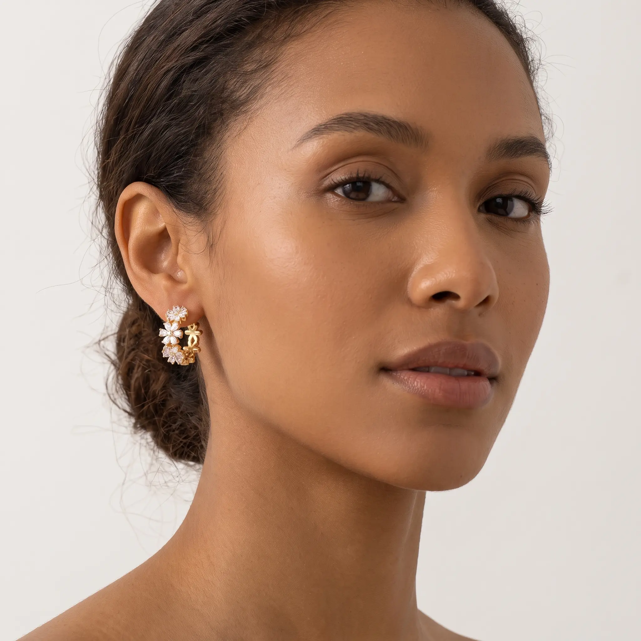 Zircon Flower Ear Cuffs