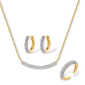 Crescent Moon Zirconia Jewelry Set – Gold-Plated