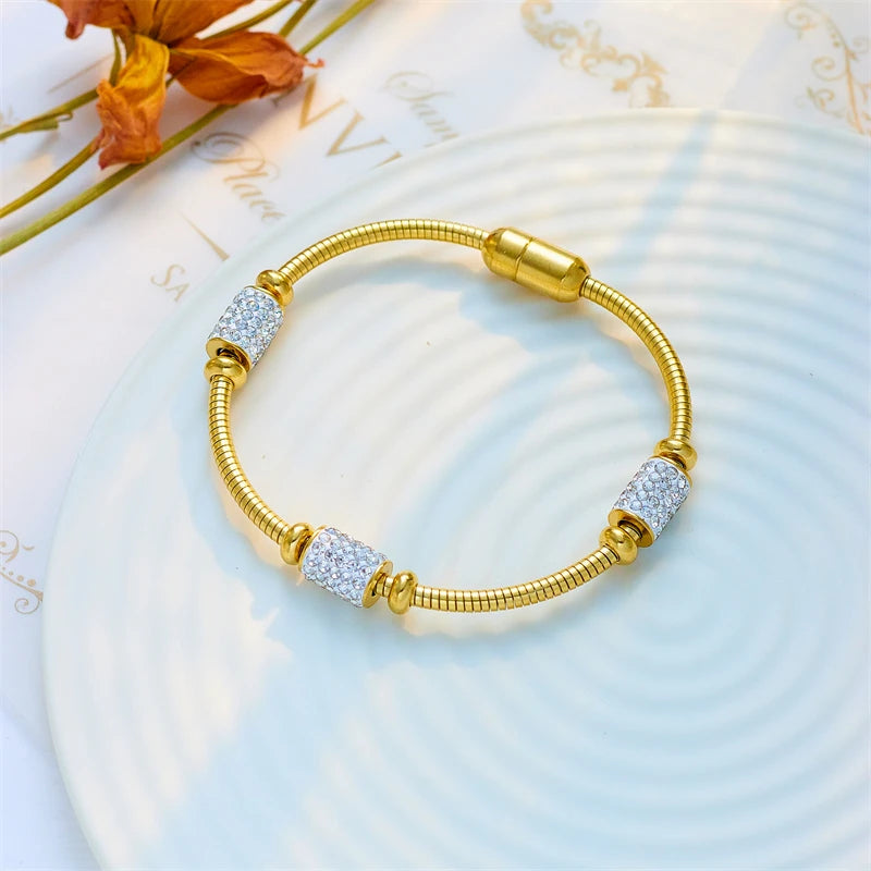 Zirconia Snake Chain Bracelet – Gold-Tone – alternate view 5