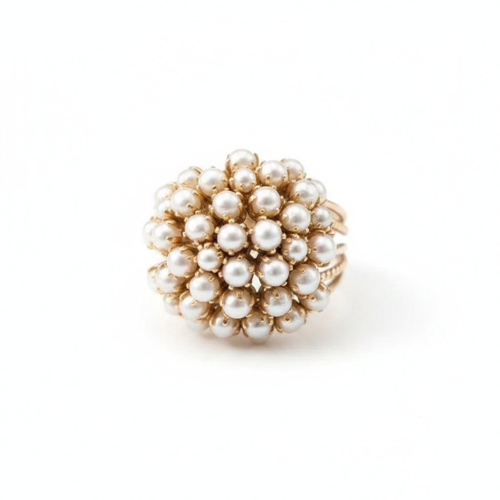 Pearl-Accent Statement Ring – Gold-Tone