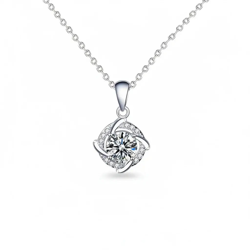 925 Sterling Silver Moissanite Necklace with Destiny Pendant