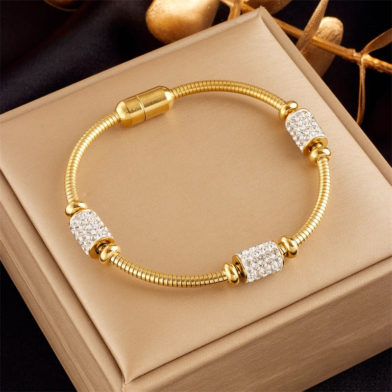 Zirconia Snake Chain Bracelet – Gold-Tone – alternate view 1