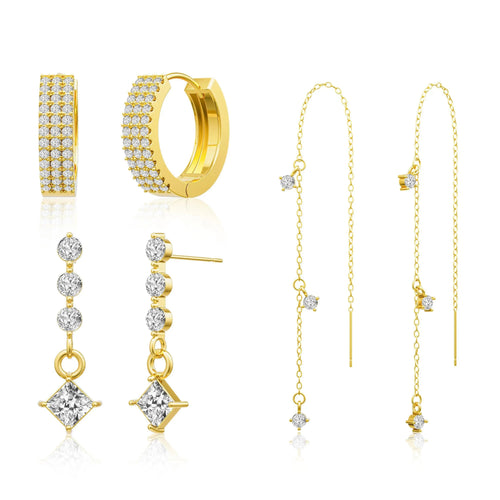 3-Pair Earring Set – Gold-Tone