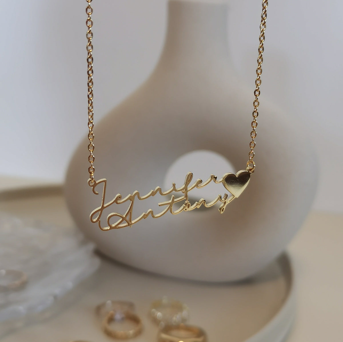 Two Name Necklace with Heart, Custom Double Name Necklace, Gift for Best Friend, Anniversary Gifts, Birthday Gifts