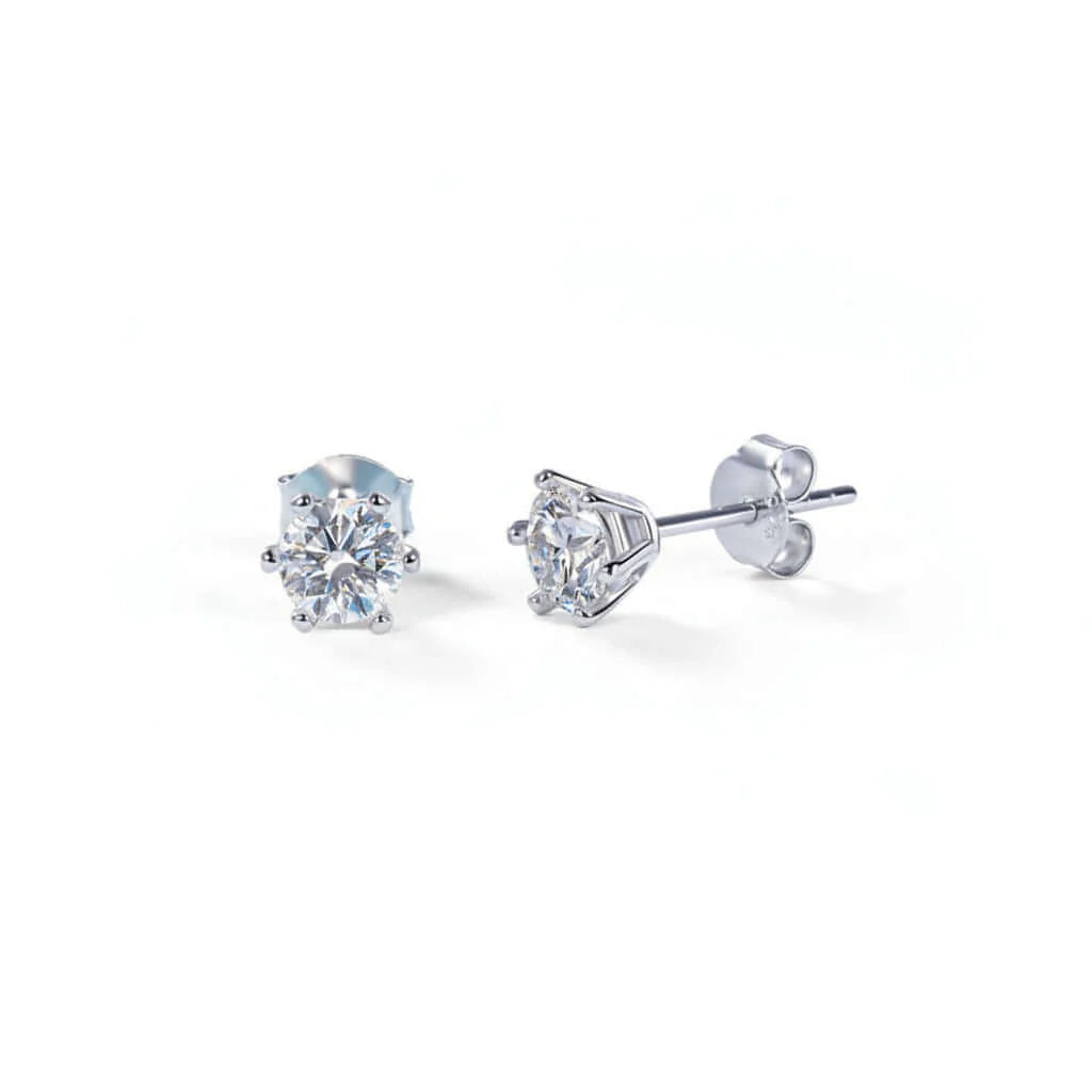 0.5 Carat Moissanite Stud Earrings in S925 Sterling Silver with Six-Prong Setting