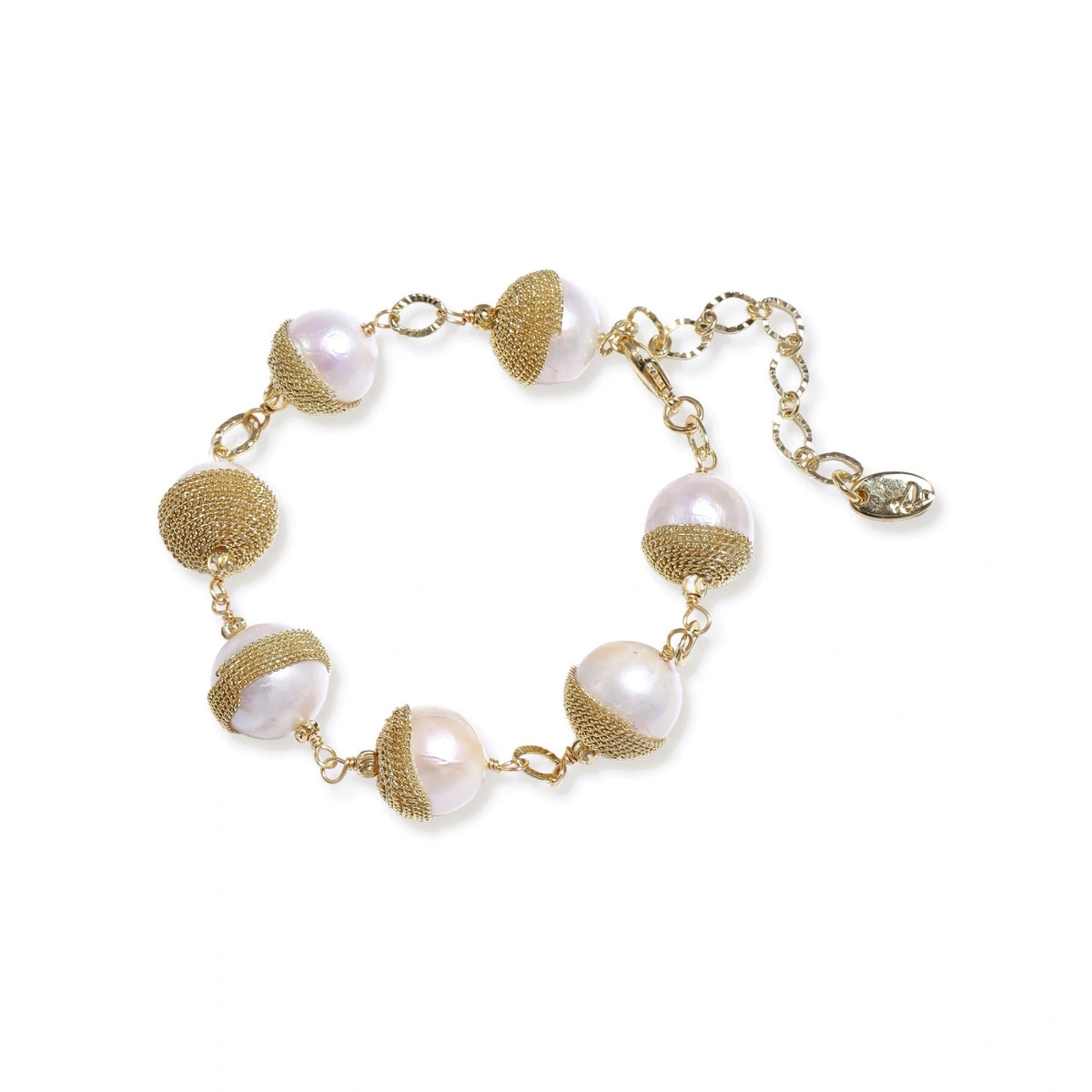 Mesh & Baroque Pearl Bracelet – Gold-Plated