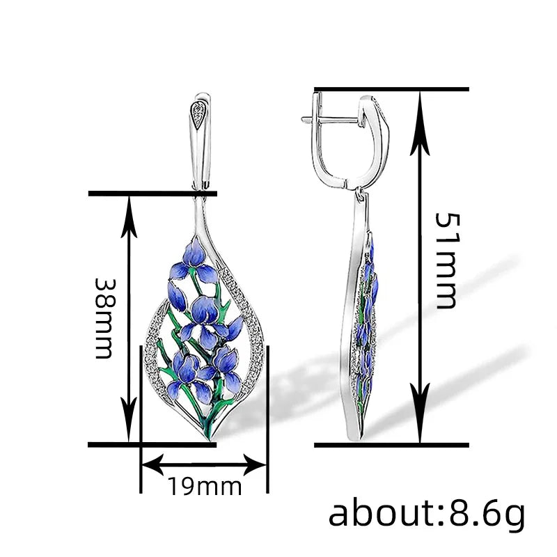 Blue Zirconia Orchid Drop Earrings – alternate view 4