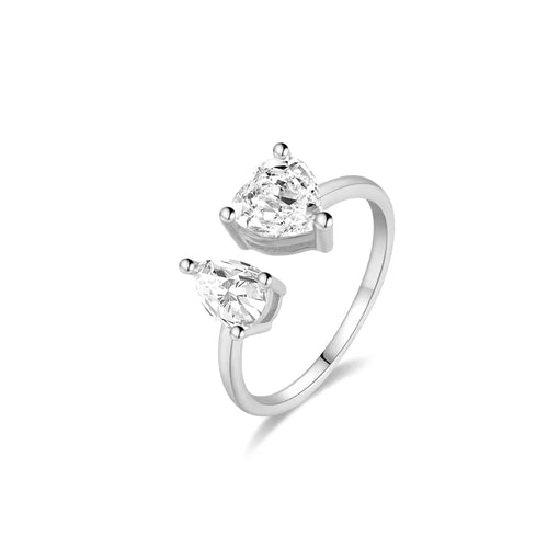 Sterling Silver Adjustable Heart Ring for Women - Hypoallergenic 925 Silver Band