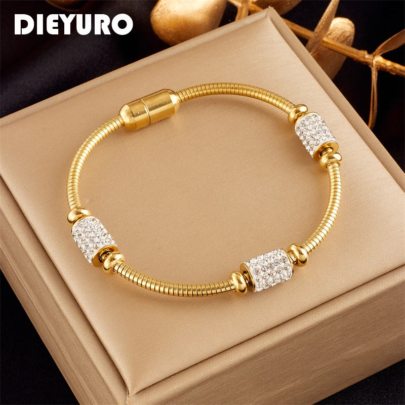 Zirconia Snake Chain Bracelet – Gold-Tone – alternate view 4