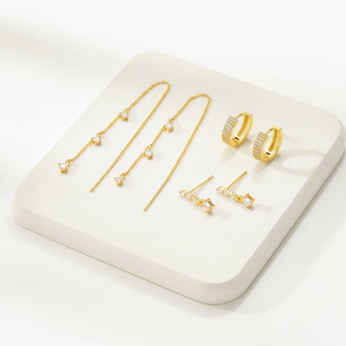 3-Pair Earring Set – Gold-Tone – alternate view 1