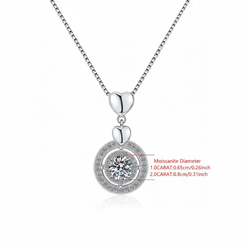 Moissanite Diamond Pendant Necklace, 1CT, Sterling Silver 925 Fine Jewelry
