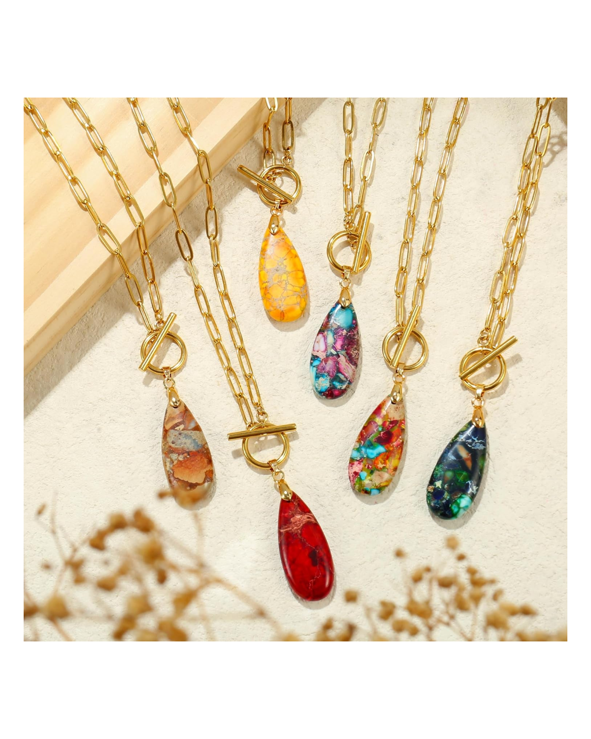 Cala Stone Teardrop Necklace