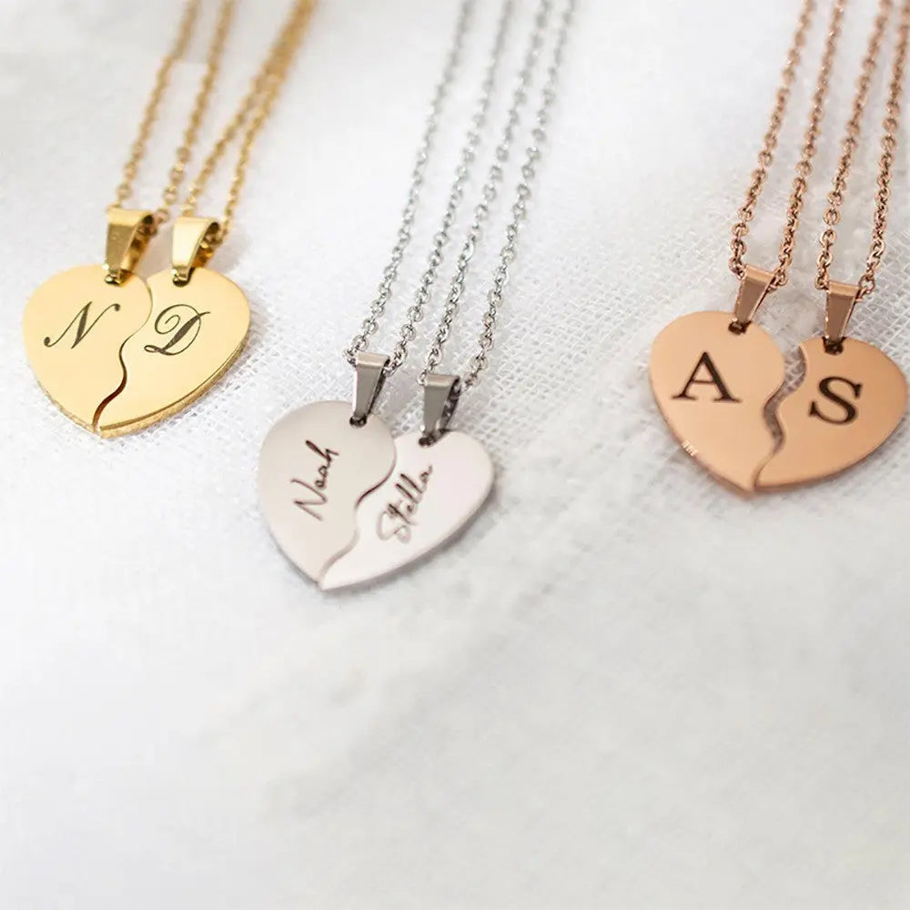 Custom Engraved Stainless Steel Heart-Shaped Necklace
