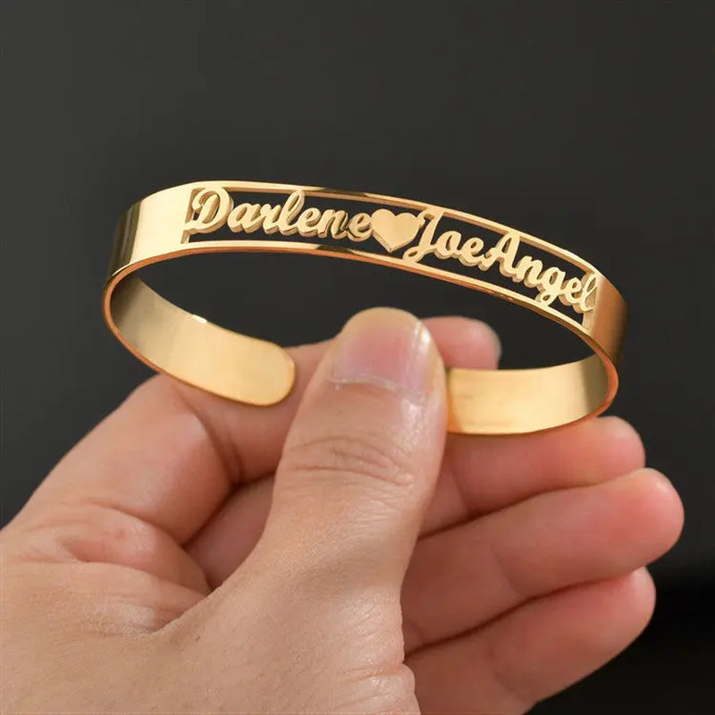 Personalized Stainless Steel Name Bracelet and Custom Bangles