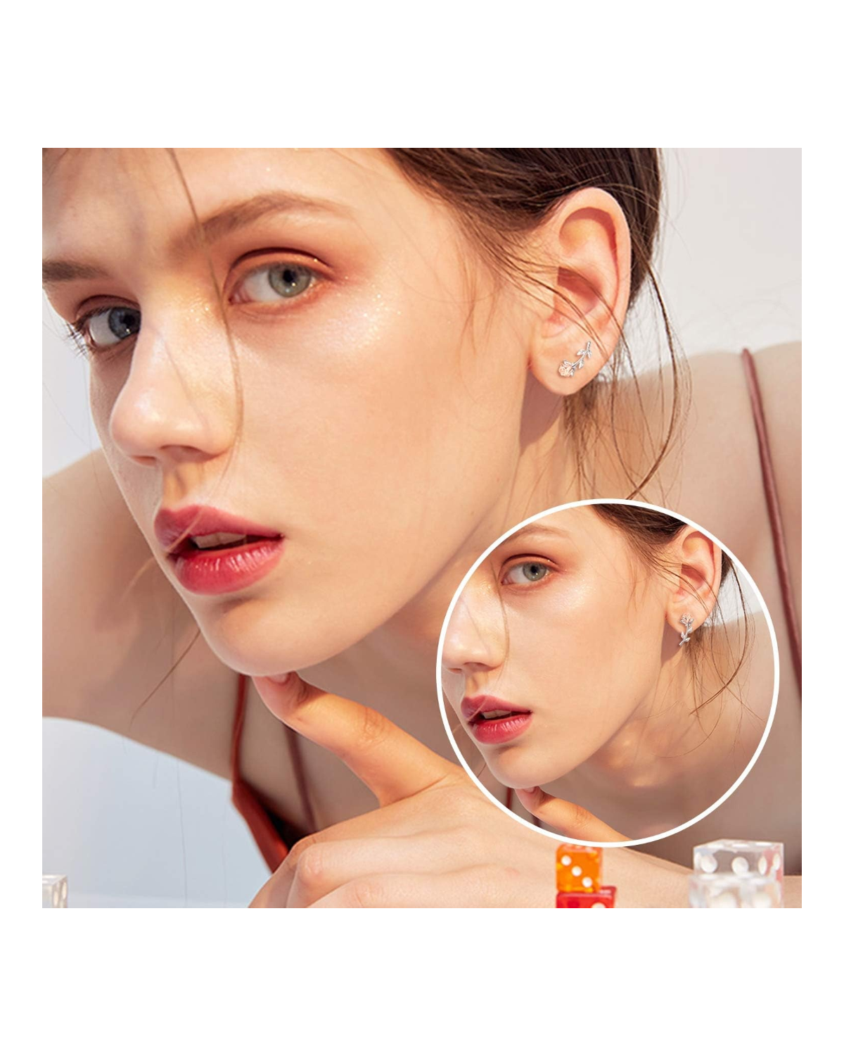 Rosette Silver Ear Climbers