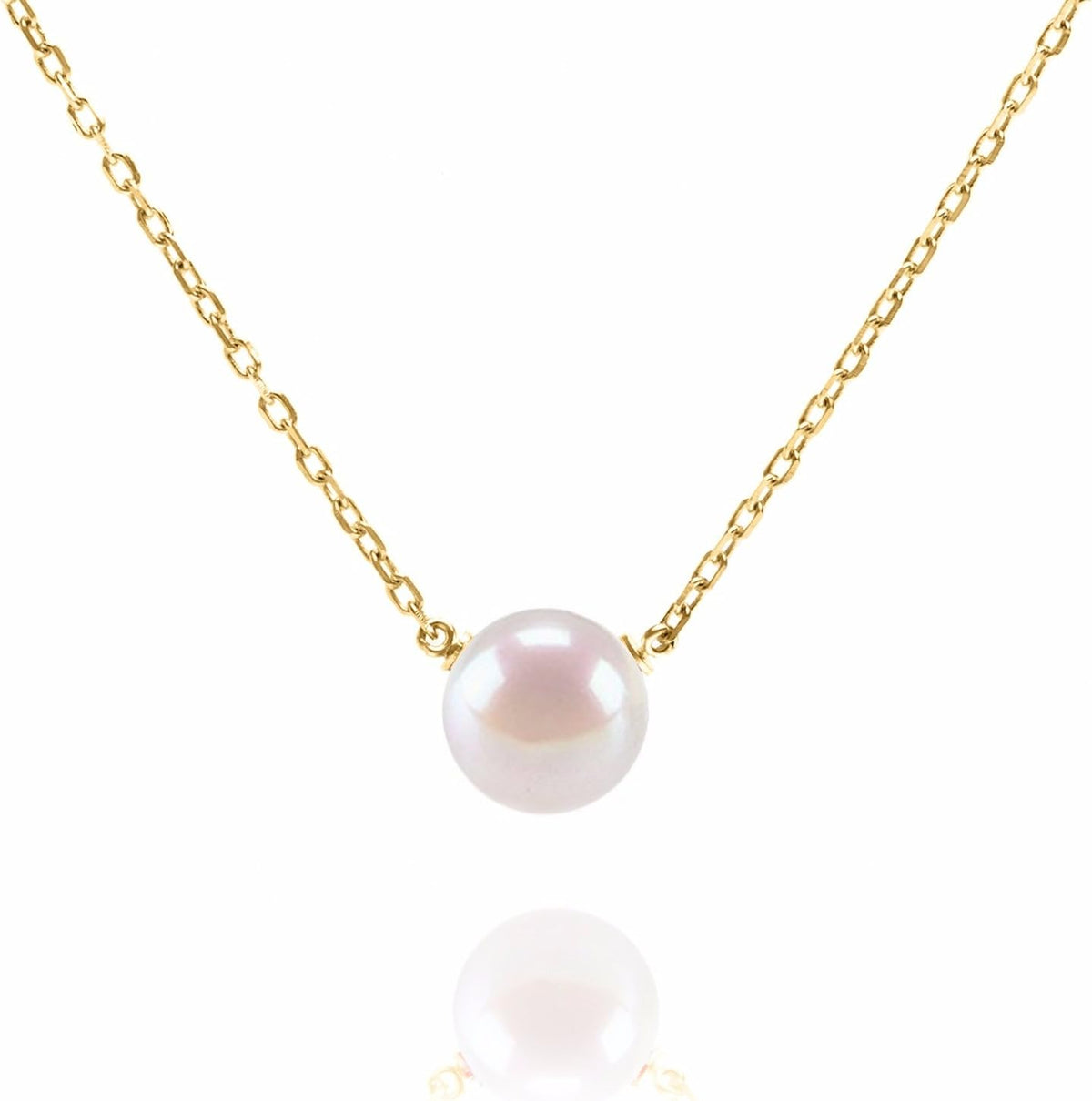 Faux Pearl Solitaire Pendant Necklace
