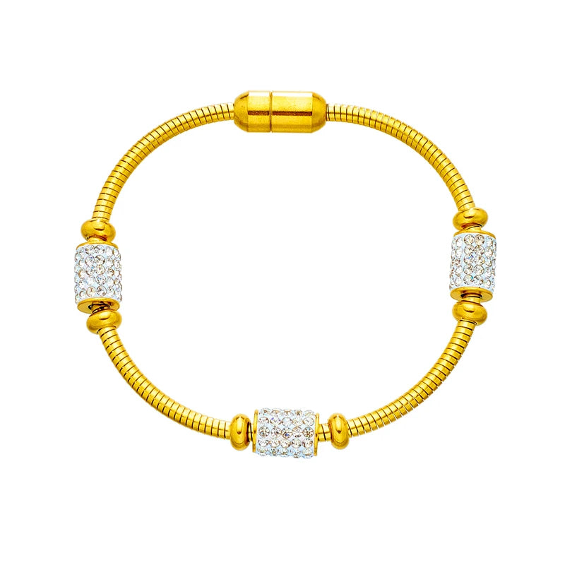 Zirconia Snake Chain Bracelet – Gold-Tone