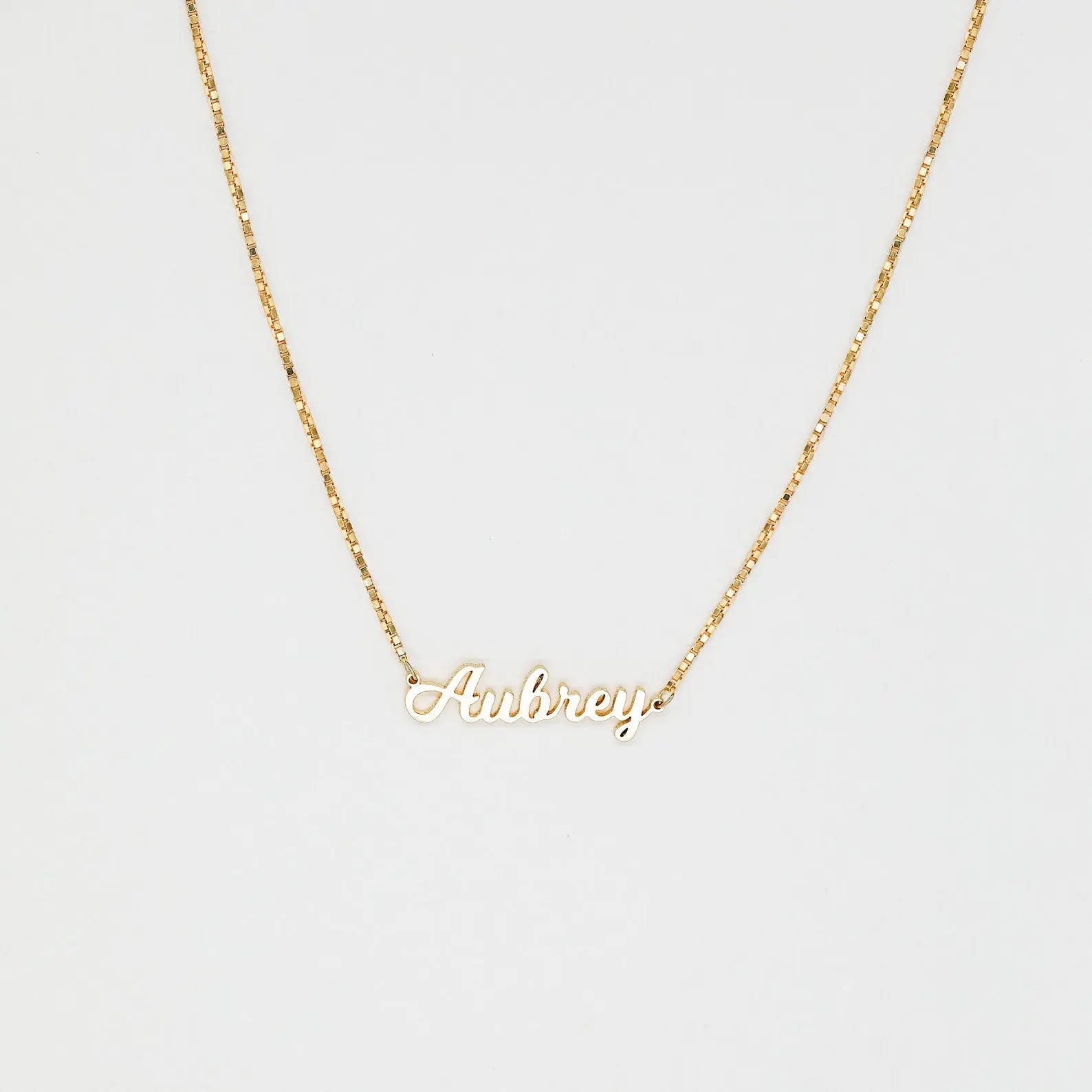 Personalized Name Necklace — custom name script pendant on gold chain