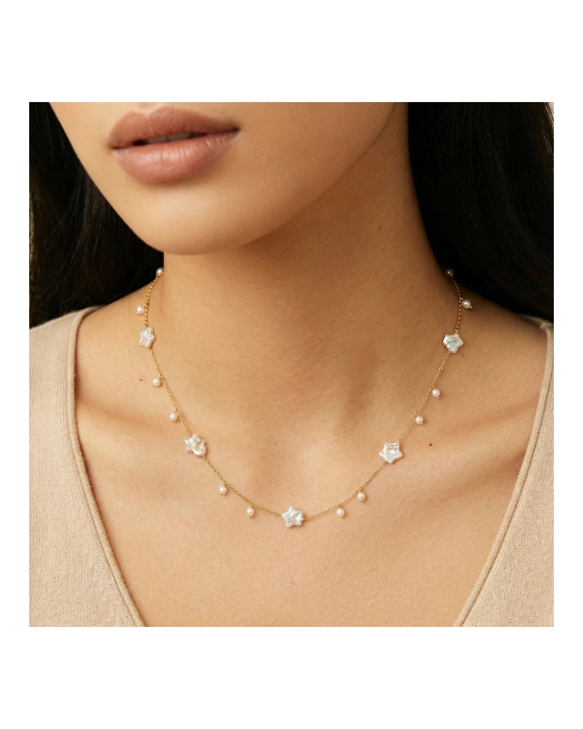Celestial Pearl Stars Necklace