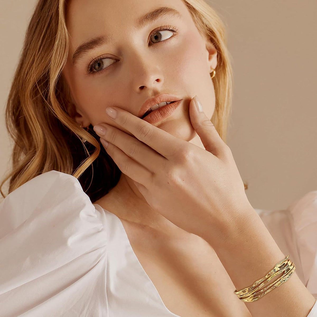 Multi-Wire Open Cuff Bracelet – Gold-Tone – alternate view 1
